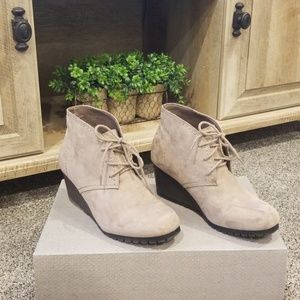 Lace up wedge booties